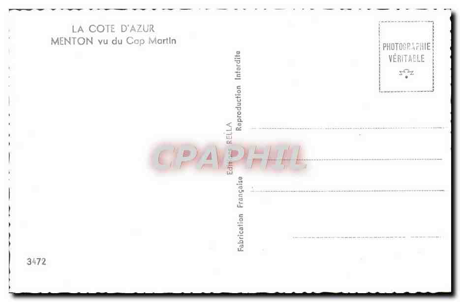CPM Menton Vu du Cap Martin — Rückseite