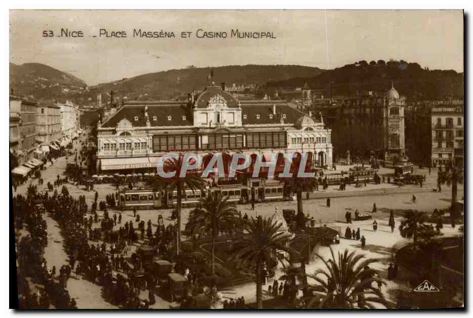 CPM Nice Place Massena Et Casino Municipal Tramway