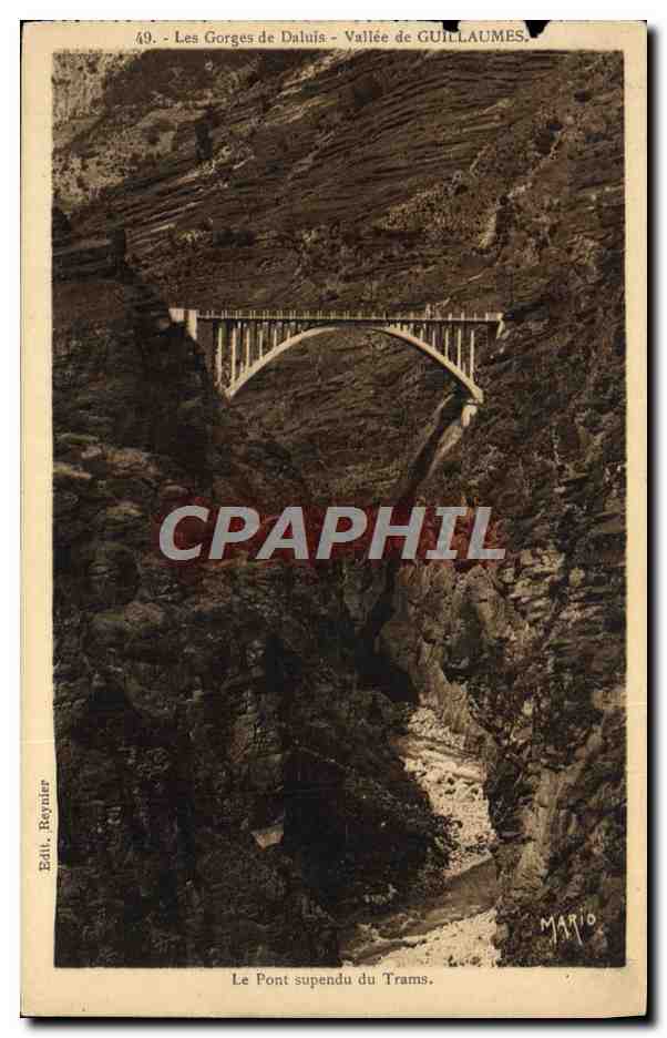 Les Gorges de Daluis - Vallée de Guillaumes — Le Pont suspendu du Trams — Éd. Reynier, n°49