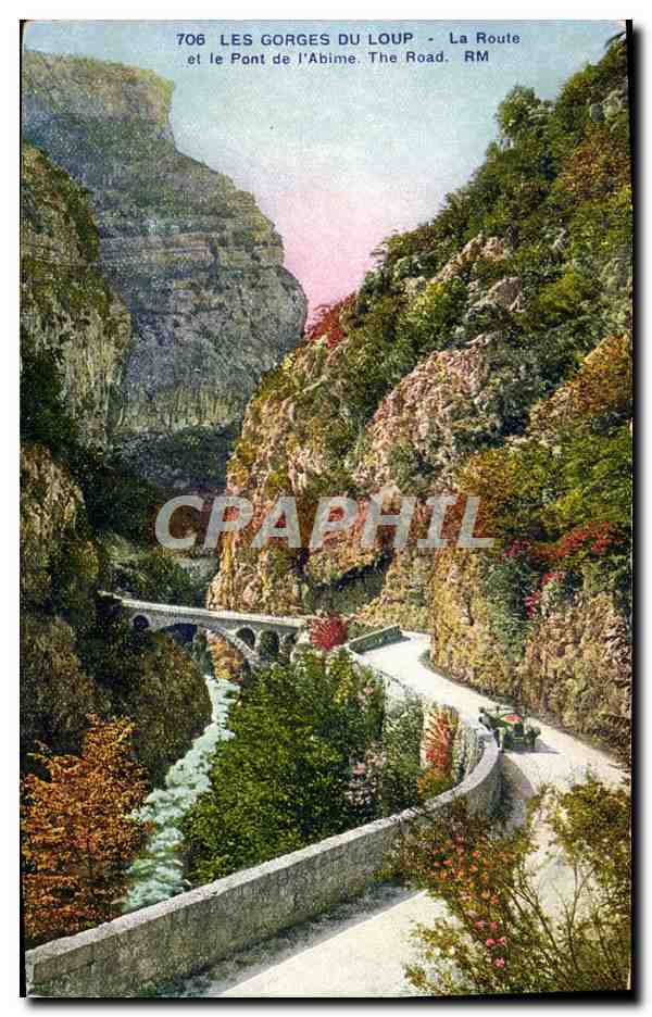 CPA Les Gorges Du Loup La Route et le Pojnt de L'Abime