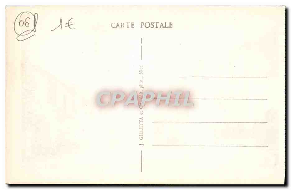 Gourdon (A.-M.) — Excursion aux Gorges du Loup — Le Vieux Château — J. Gilletta, Nice — Verso