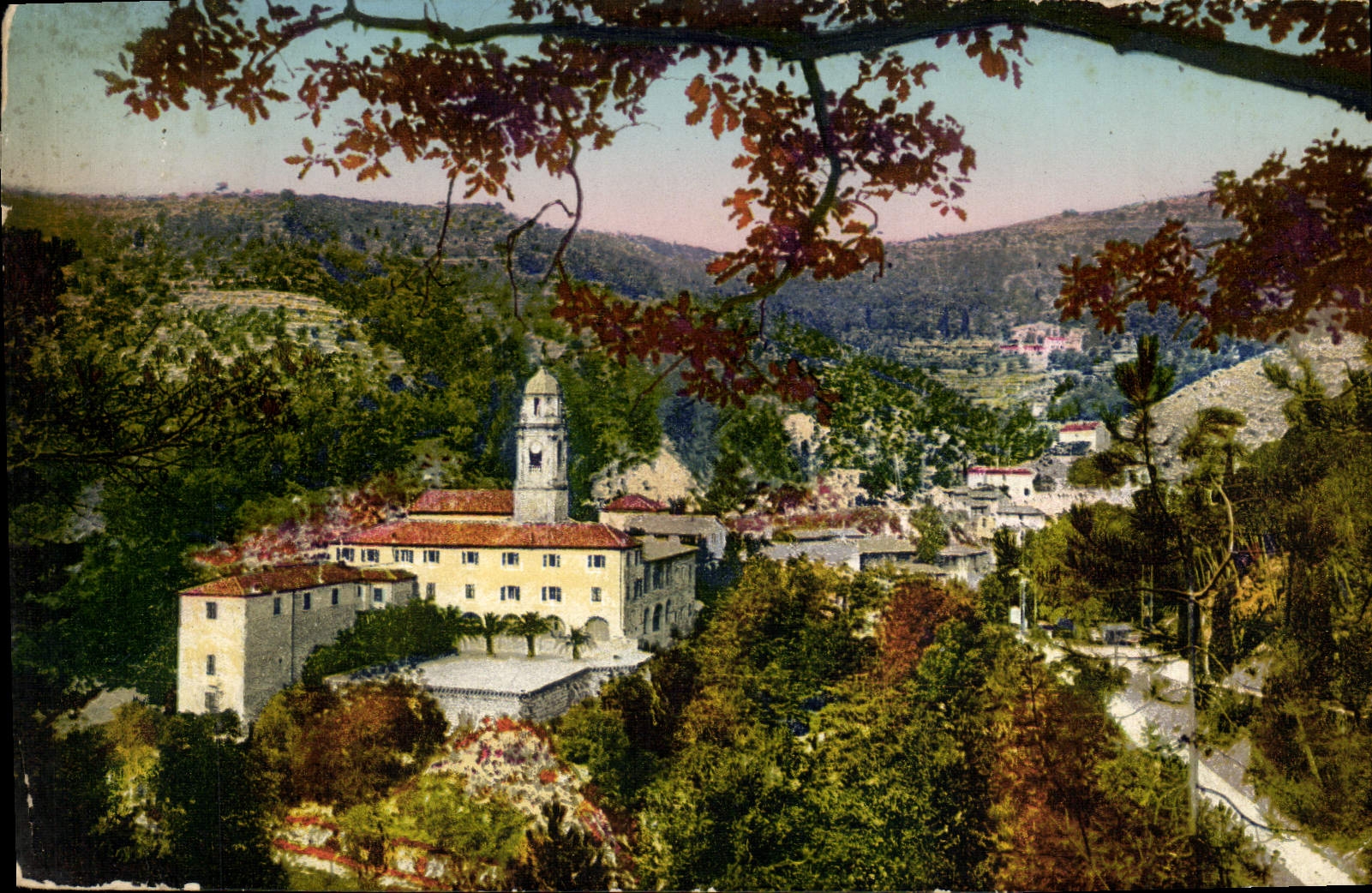 CPA Laghet Le Monastere Et Route De La Turbie