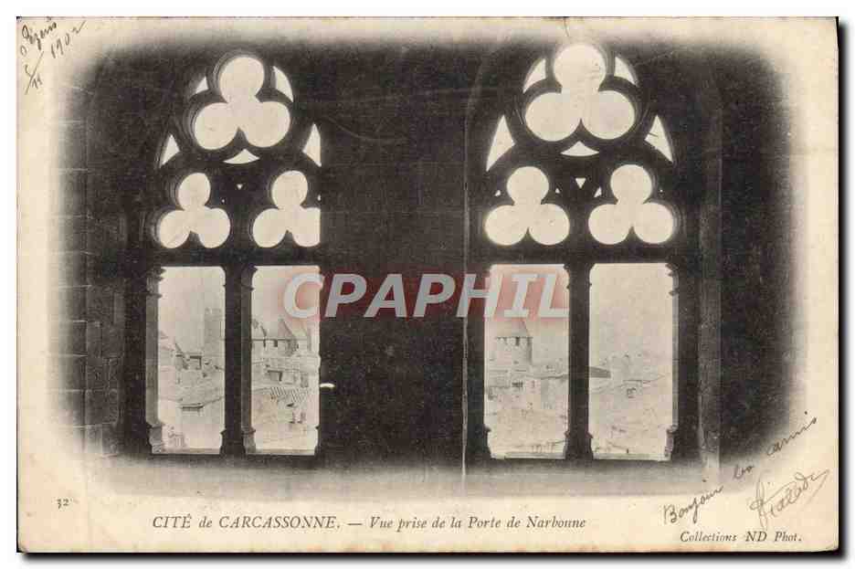 CPA Carcassonne Vue Prise De La Porte De Narbonne