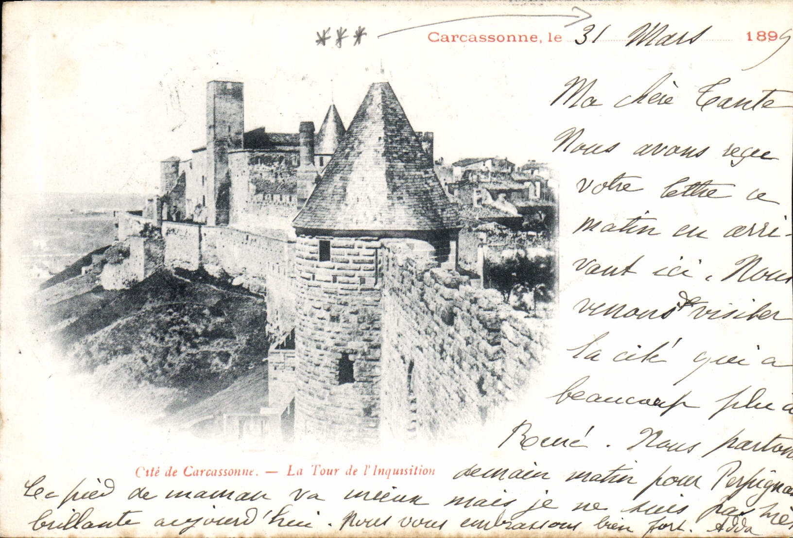 CPA Carcassonne La Tour De I'Inqunsition Carte 1899