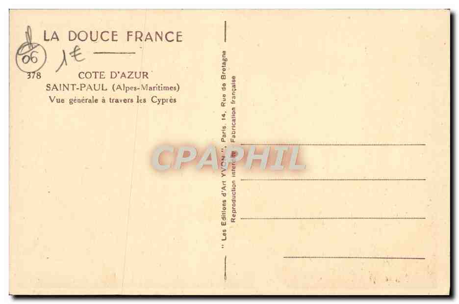CPA Saint Paul Vue Generale A Travers les Cypres — Back