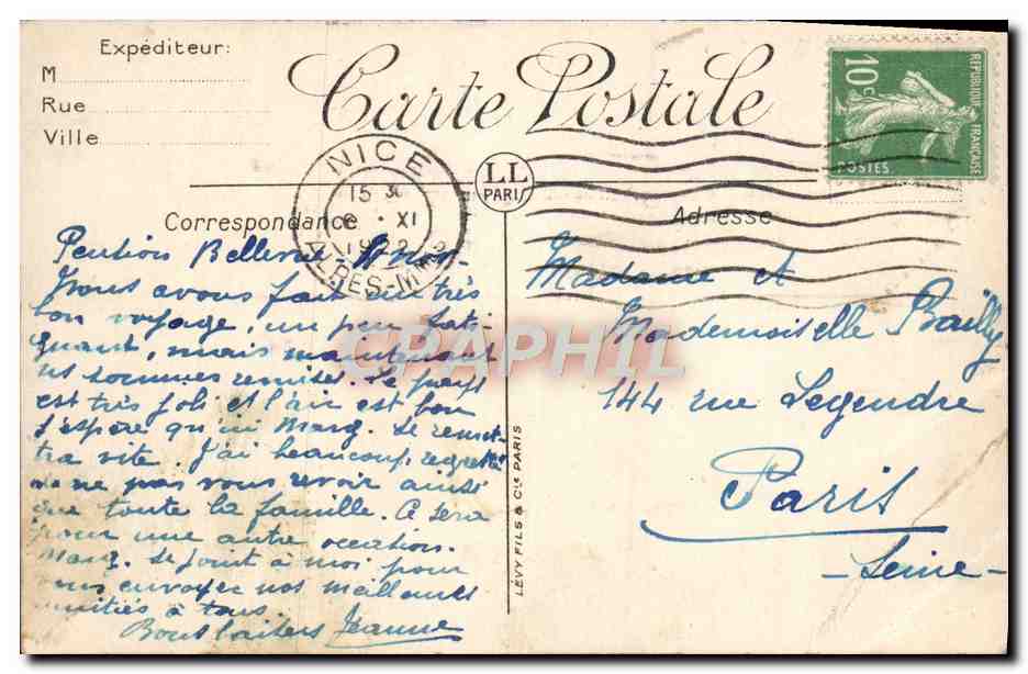 CPA Beaulieu Le port et les villas — Rückseite