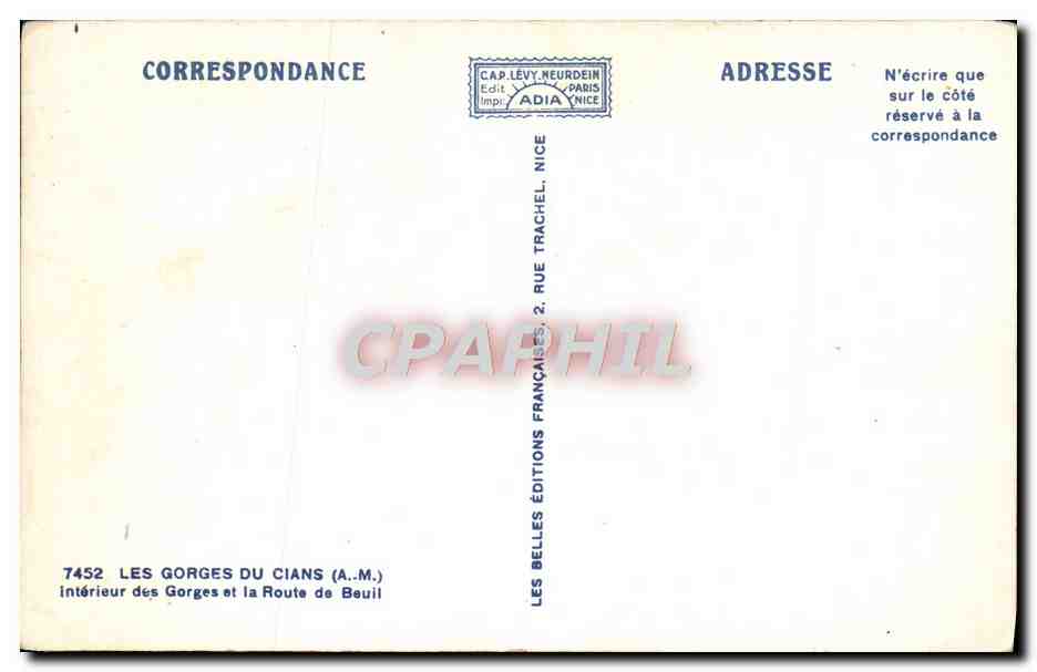 Les Gorges du Cians — Intérieur des Gorges et la Route de Beuil — Éditions Adia, Nice — Reverso