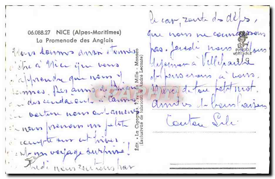 CPM Nice La Promenade Des Anglais — Rückseite