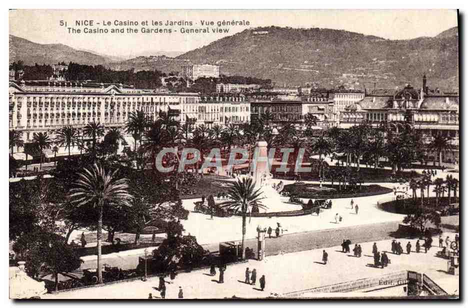 CPA Nice Le Casino Et Les Jardins Vue Generale