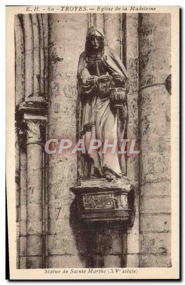 Troyes — Église de la Madeleine — Statue de Sainte-Marthe (XVe siècle)