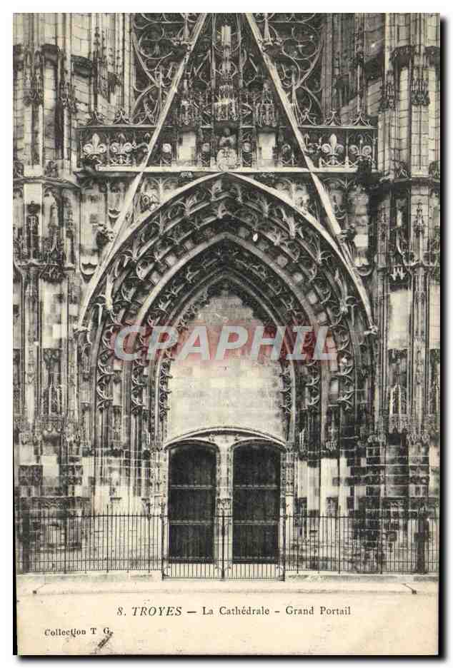 CPA Troyes La Cathedrale Grand Portail