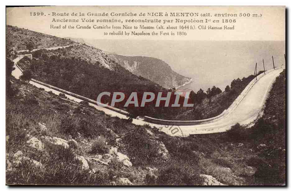 CPA Route de la grande corniche de Nice A Menton Ancienne Voie Romaine