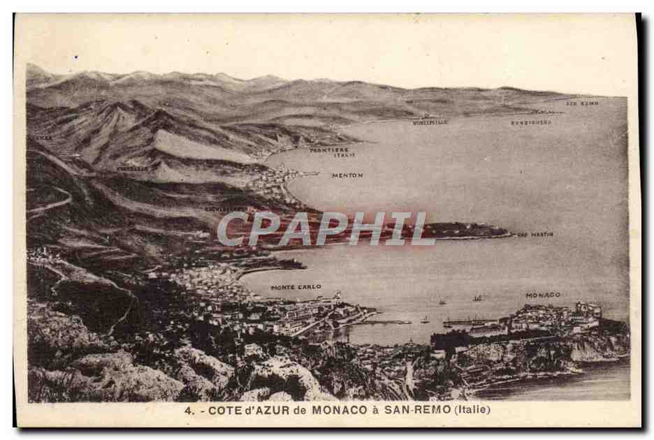CPA Cote D'Azur De Monaco A San Remo
