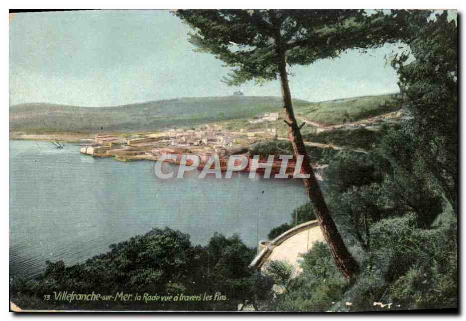 Villefranche-sur-Mer, la Rade vue à travers les pins — éditeur I. V. & Cie, Paris, n° 13