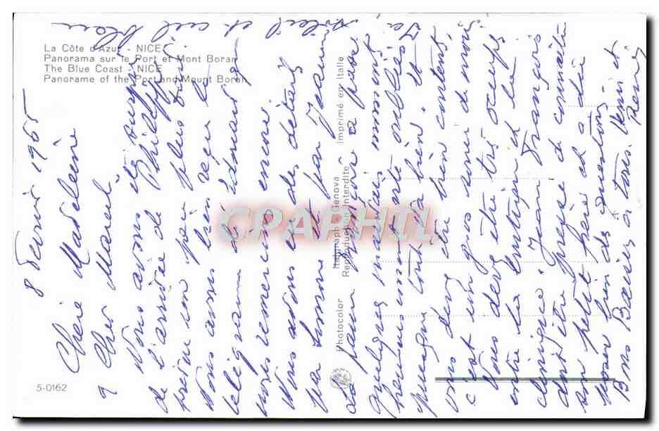 CPA La Cote D'Azur Nice Panorama sur le port et Mont Boran Boron — Verso