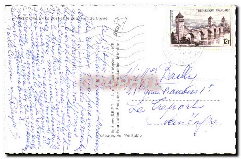 CPM Nice Le Port Et Le courrier de Corse — Verso
