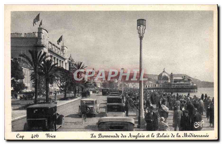 CPA Nice La promenade des Anglais et le palais de la Mediterranee