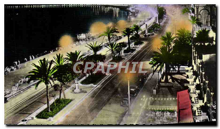 CPM Nice La promenade des anglais effet de nuit