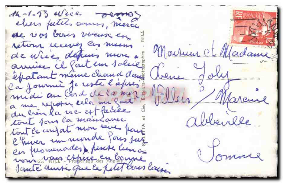 CPA Nice La Promenade Des Anglais — Verso