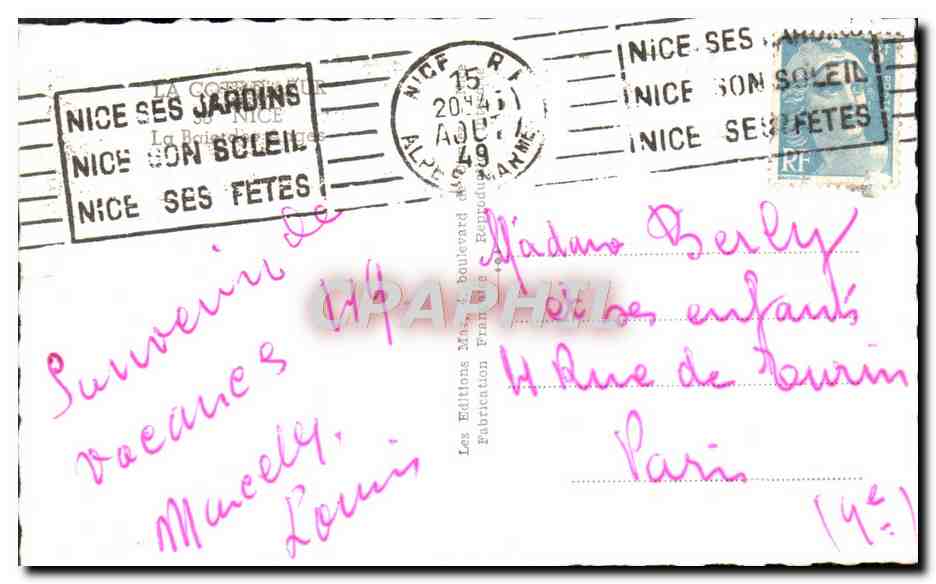 CPA Nice Vue generale — Verso