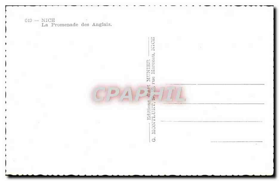 CPM Nice La Promenade Des Anglais — Verso
