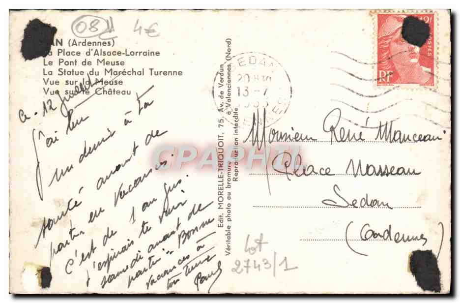 Sedan — Souvenir de Sedan — Éditeur Eric — Rückseite