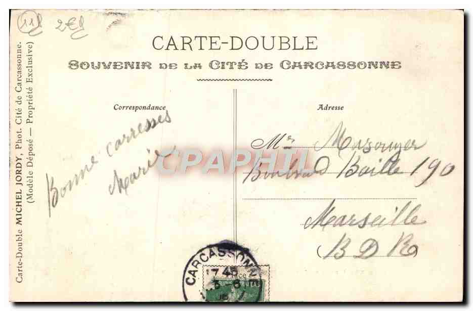 CPA La Cite De Carcasonne Vue Generale Du Nord — Rückseite