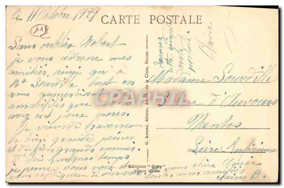 CPA Carcassonne Eglise St Vincent — Verso
