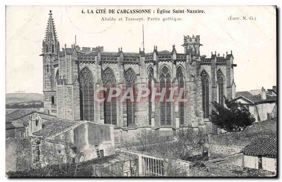 Carcassonne — Église Saint-Nazaire. Abside et Transept. Partie gothique — Édit. N.G.