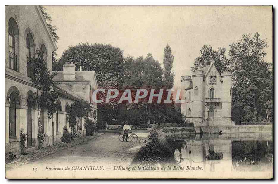Environs de CHANTILLY — L'Étang et le Château de la Reine Blanche — Éditeur J. Hébert, n°13
