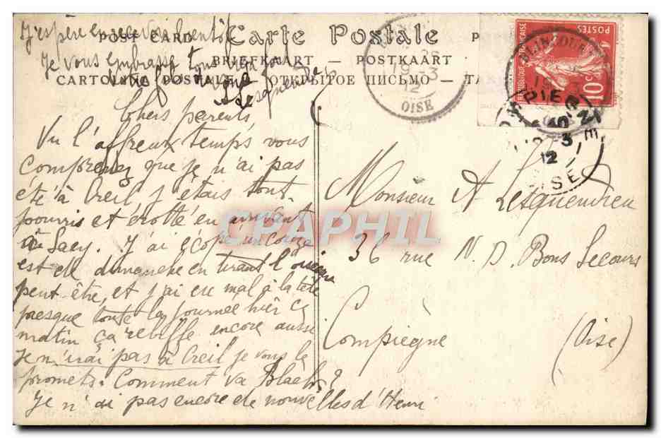 Environs de CHANTILLY — L'Étang et le Château de la Reine Blanche — Éditeur J. Hébert, n°13 — Reverso