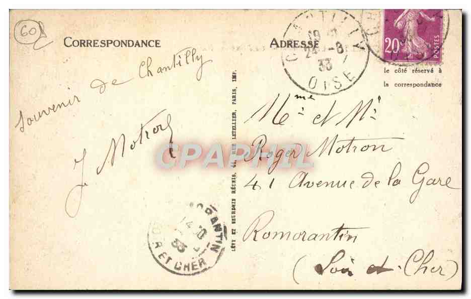 Chantilly — Le Château — Côté Sud — ND — Reverso