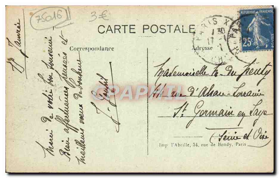 CPA Paris Bois De Boulogne Le Grand Coron — Verso