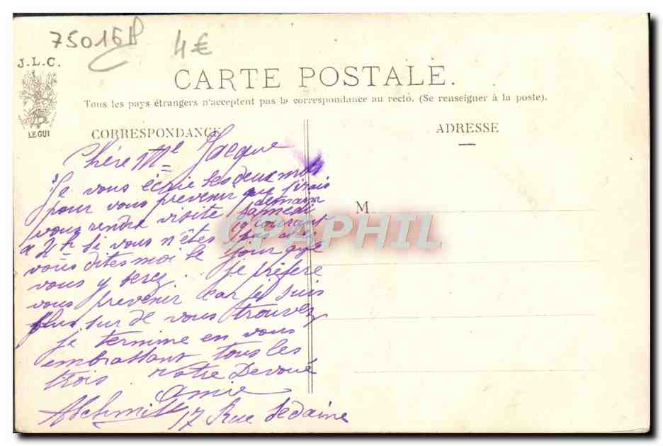 CPA Paris Bois De Boulogne Le Grand lac — Rückseite