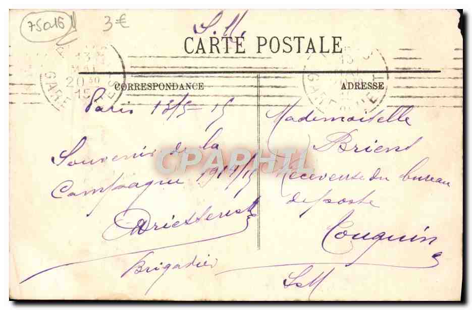CPA Paris La Seine Prise Du Trocadero — Verso