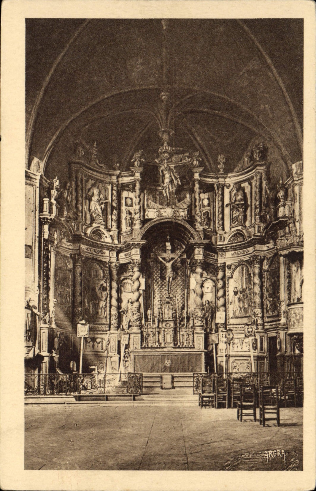 Villefranche-de-Rouergue — Église des Pénitents Noirs — Le Rétable (XVIIe siècle) — Arts Graphique Toulouse