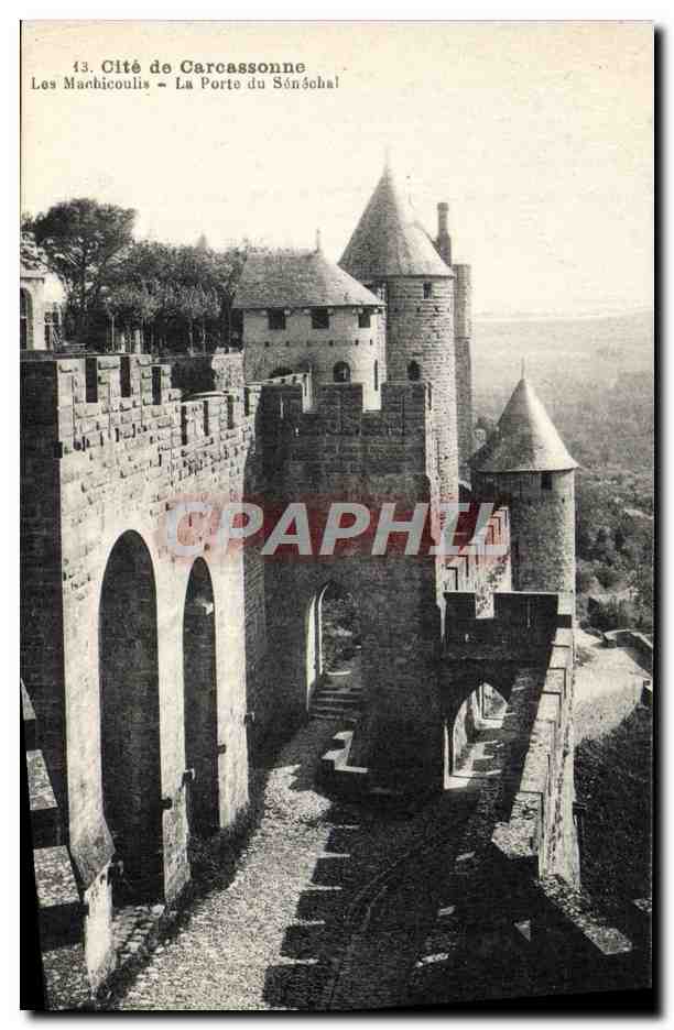 CPA Cite De Carcassonne les Machicoulis La Porte Du Senechal