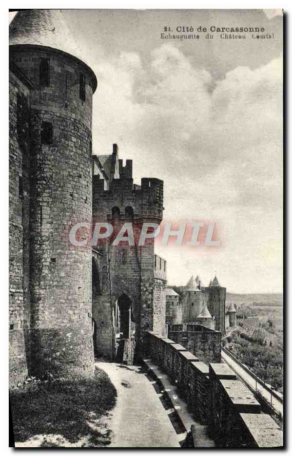 CPA Cite De Carcassonne Echauguette Du Chateau