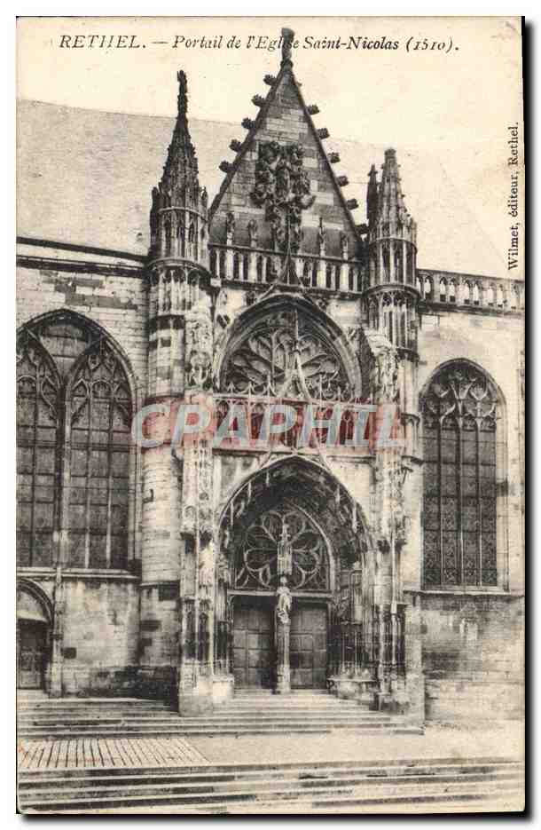 CPA Rethel Portail De I'Eglise Saint Nicolas
