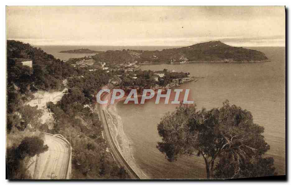 Villefranche-sur-Mer — vue aérienne du Cap Ferret et Pointe Saint-Hospice — Carte Postale de Luxe