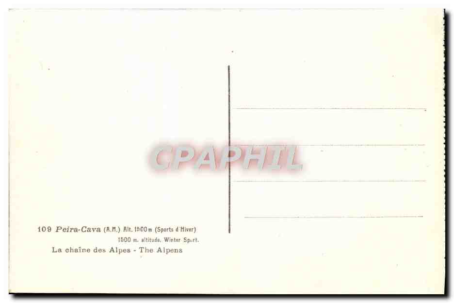 CPA Peira Cava La chaine des Alpes — Rückseite