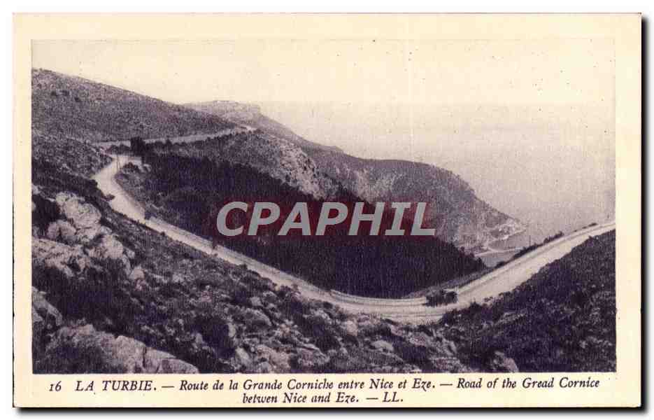 La Turbie — Route de la Grande Corniche entre Nice et Eze — Éditeur : Éd. Louis Camilleri, Paris
