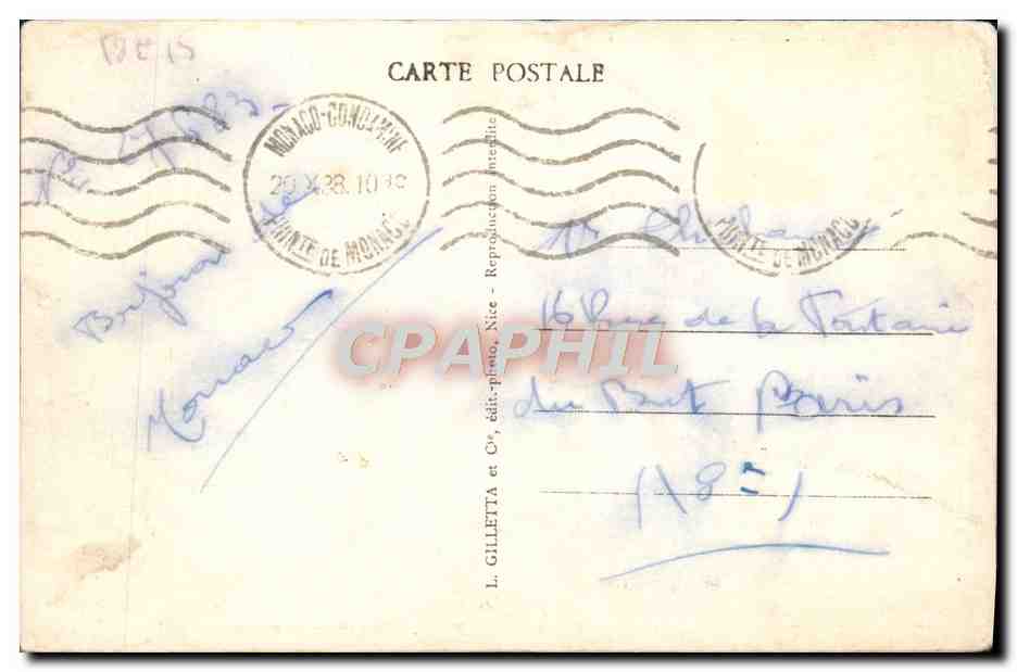 Villefranche-sur-Mer (A.M.) — Vue générale — L. Gilletta, Nice, n° 307 — Verso