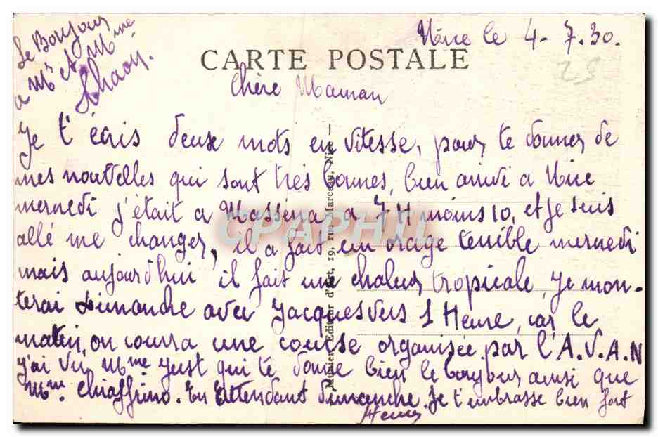 CPA Nice L'Escalier Lesage Et I'Hotel Suisse — Verso