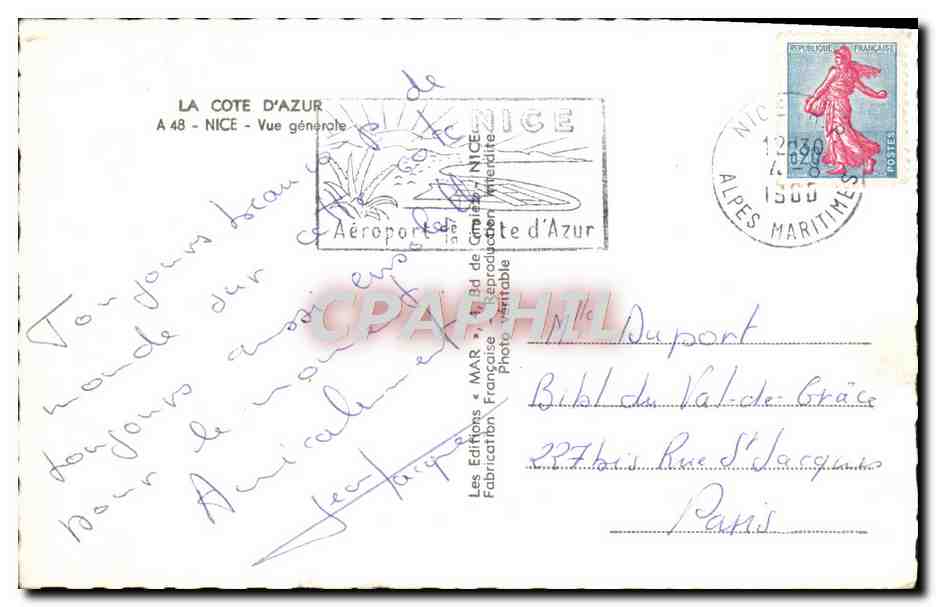 CPM Cote D'Azur Nice Vue Generale — Verso