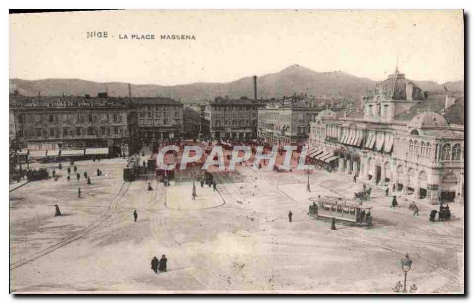 CPA Nice La Place Massena Tramway