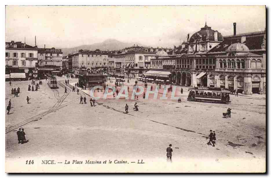 CPA Nice Le Place Massena Et Le Casino Tramway