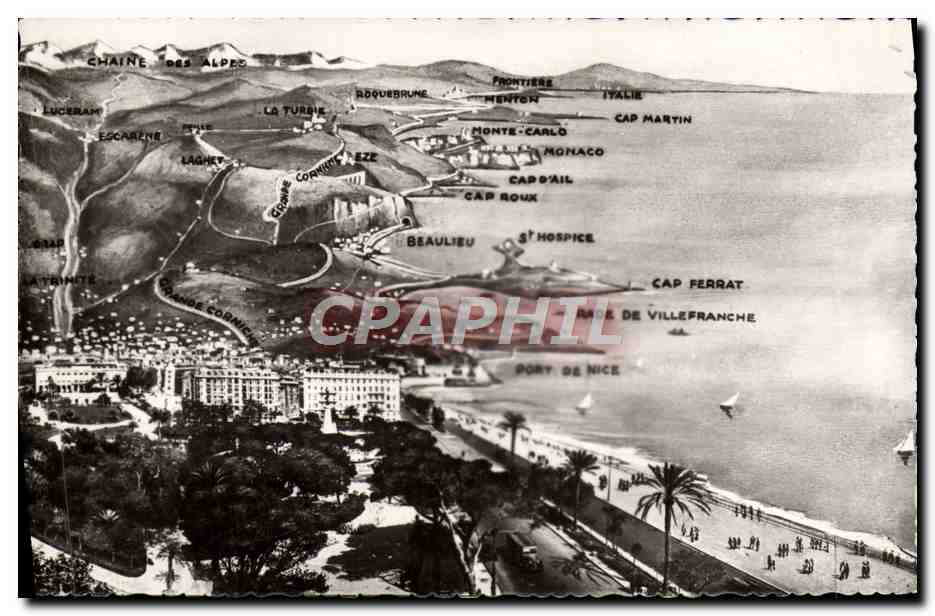 CPM Panorama de Nice a la frontiere italienne