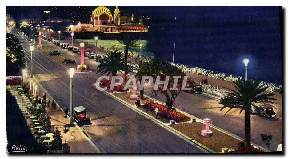 CPM Nice La Nuit La Promenade Des Anglais Et Le Casino De La Jetee