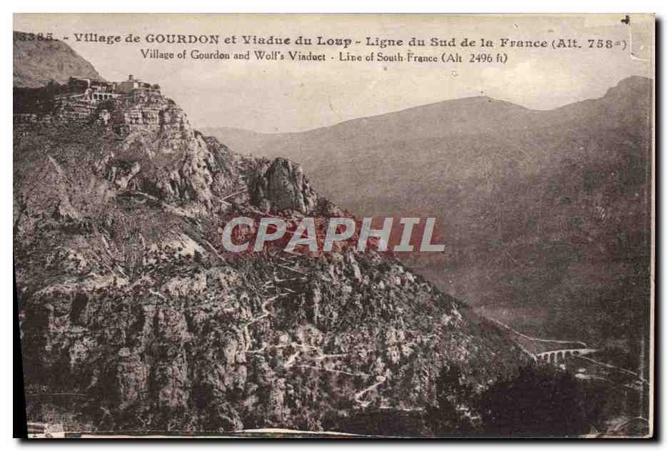 Village de GOURDON et Viaduc du Loup — Ligne du Sud de la France (Alt. 758 m)